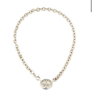 Return to Tiffany Oval Tag Choker Necklace Silver